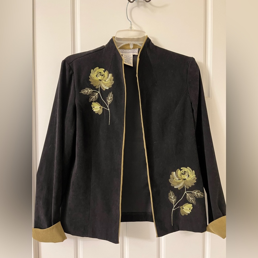 Black Jacket with Floral Embroidery